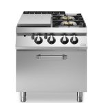 Solid top αερίου 7kW & 2 φλόγ. (1x6kW+1x10kW) με φούρνο αερίου 2/1 8kW R90/80TPPFGF ROC900