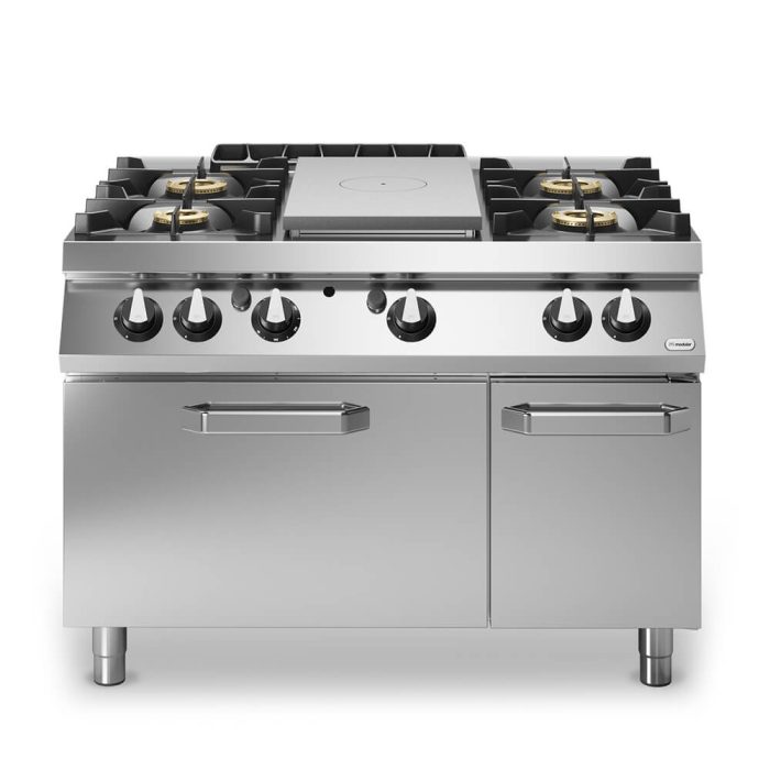 Solid top αερίου 7kW & 4 φλόγ. (1x6kW+3x10kW) με φούρνο αερίου 2/1 8kW R90/120TPPFGF/P ROC900