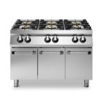 Κουζίνα αερίου 6 φλόγ. (2x6kW+4x10kW) σε βάση με 3 πόρτες R90/120PCG/P ROC900