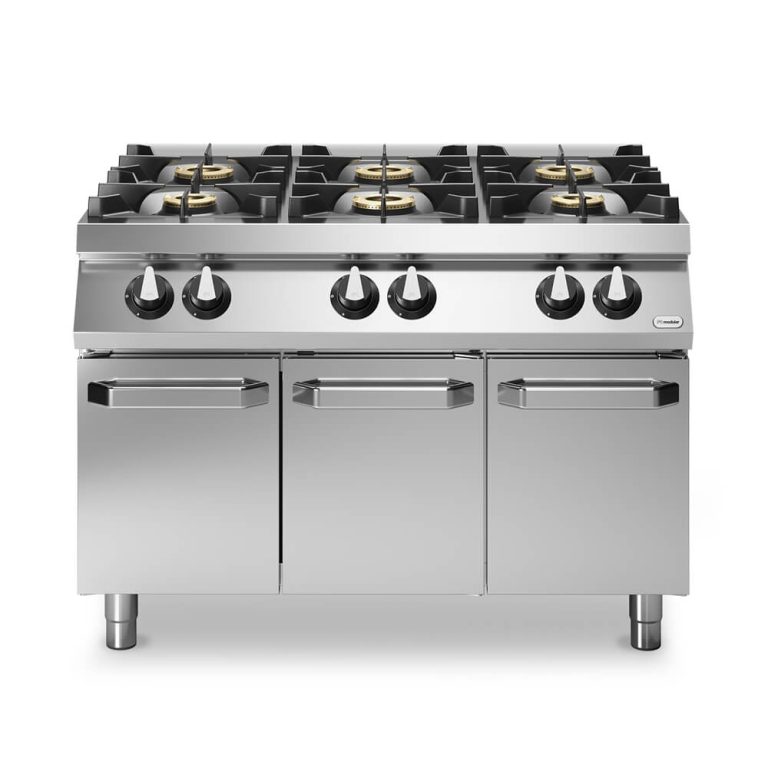 Κουζίνα αερίου 6 φλόγ. (2x6kW+4x10kW) σε βάση με 3 πόρτες R90/120PCG/P ROC900