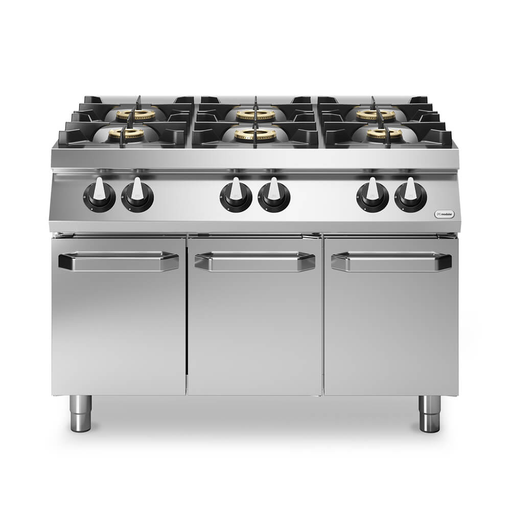 Κουζίνα αερίου 6 φλόγ. (2x6kW+4x10kW) σε βάση με 3 πόρτες R90/120PCG/P ROC900 Κουζίνα αερίου 6 φλόγ. (2x6kW+4x10kW) σε βάση με 3 πόρτες R90/120PCG/P ROC900