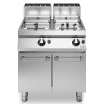 Φριτέζα αερίου 2x22L σωλην. καυστ. 40kW σε βάση με 2 πόρτες R90/80FRGV/2V22/P ROC900