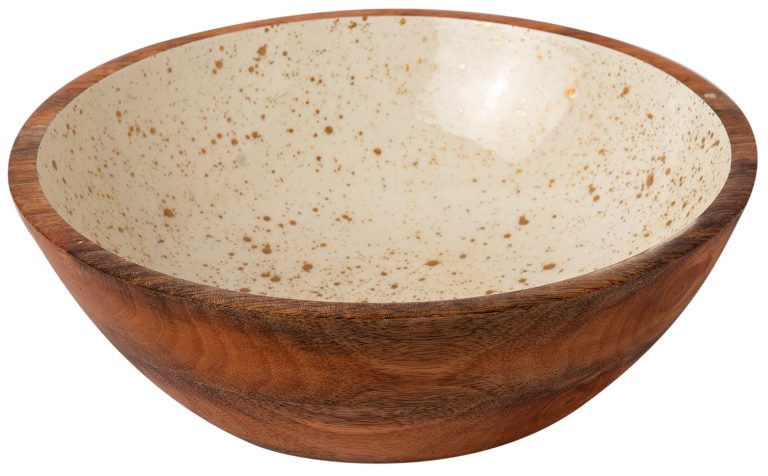 ΜΠΩΛ ΞΥΛΙΝΟ Ø 25Χ8CM ΛΕΥΚΟ GOLD SPOTS