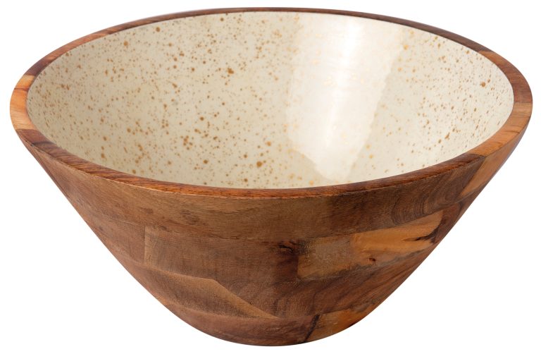 ΜΠΩΛ ΞΥΛΙΝΟ Ø 35Χ16CM ΛΕΥΚΟ GOLD SPOTS