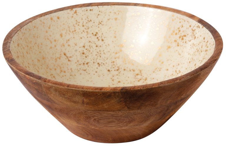 ΜΠΩΛ ΞΥΛΙΝΟ Ø 30Χ12CM ΛΕΥΚΟ GOLD SPOTS