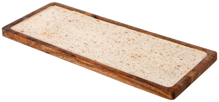 ΞΥΛΙΝΗ ΠΙΑΤΕΛΑ 40Χ16CM ΛΕΥΚΗ GOLD SPOTS