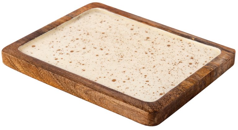 ΞΥΛΙΝΗ ΠΙΑΤΕΛΑ 20Χ6CM ΛΕΥΚΗ GOLD SPOTS