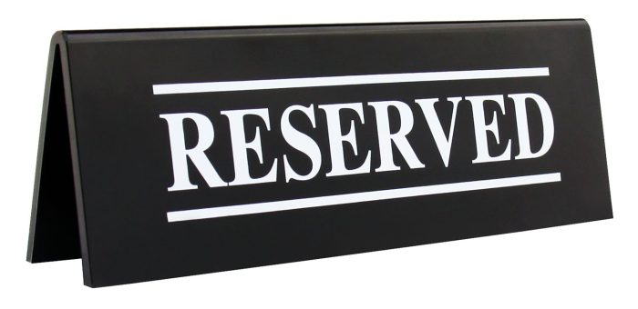 ΣΗΜΑ RESERVED ΜΑΥΡΟ 15 CM ΑΚΡΥΛΙΚΟ