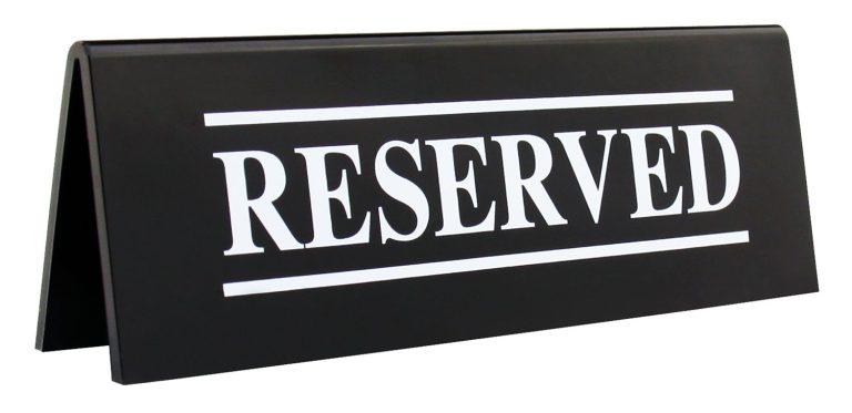 ΣΗΜΑ RESERVED ΜΑΥΡΟ 15 CM ΑΚΡΥΛΙΚΟ