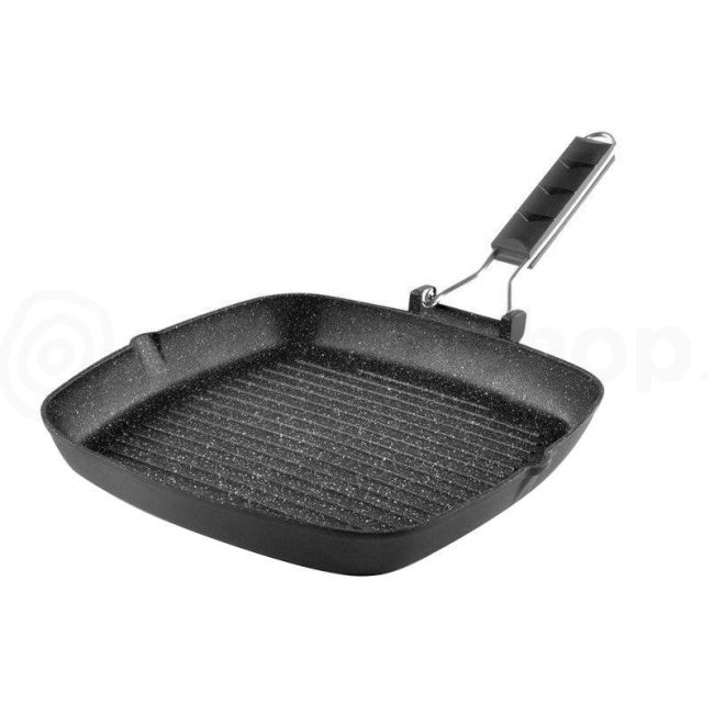 ΤΗΓΑΝΙ GRILL 24x24 CM ΑΝΤΙΚΟΛΛΗΤΙΚΟ ΑΛΟΥΜΙΝΙΟΥ INDUCTION ΜΕ ΣΠΑΣΤΗ ΛΑΒΗ