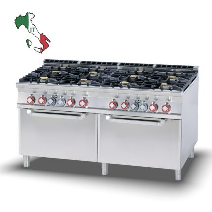 Κουζίνα αερίου 8 εστιών με 2 φούρνους αερίου στατικούς