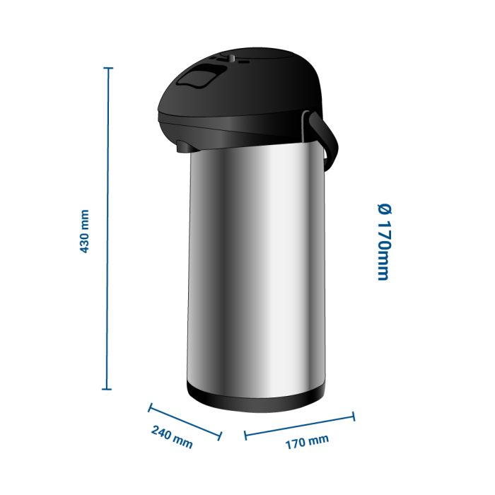Κανάτα θερμός Inox με αντλία & διπλά τοιχώματα 5 lt - Image 3