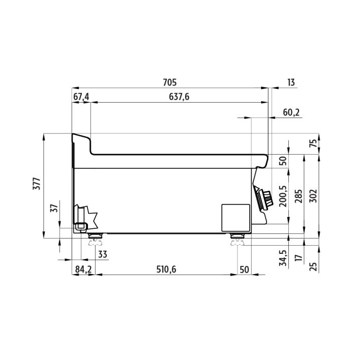 Πλατώ ηλεκτρικό διπλό 1/2 λείο & 1/2 ραβδωτό Superchrom - Image 4