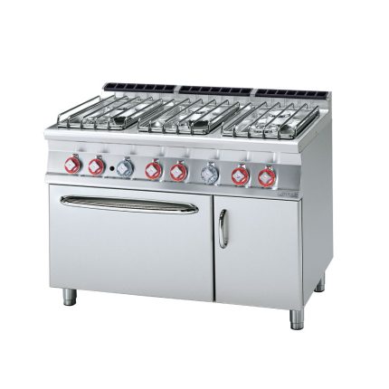 Κουζίνα αερίου 6 εστιών με φούρνο αερίου στατικό