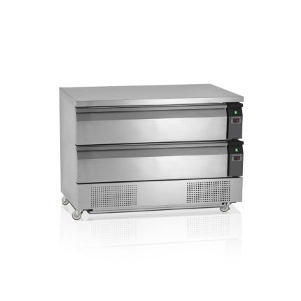 Ανοξείδωτο ψυγείο 2 θερμοκρασιών για 6 GN1/1 με 2 συρτάρια