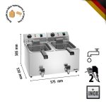 Φριτέζα διπλή ηλεκτρική 9+9 lt με βρυσάκια απορροής - Image 3