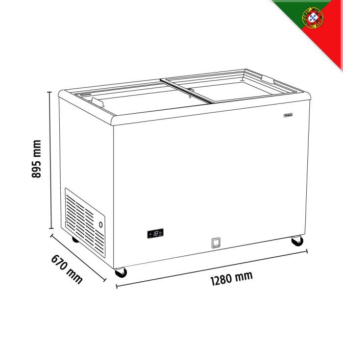 Καταψύκτης με ίσια συρόμενα κρύσταλλα 1280x670x895mm - Image 3