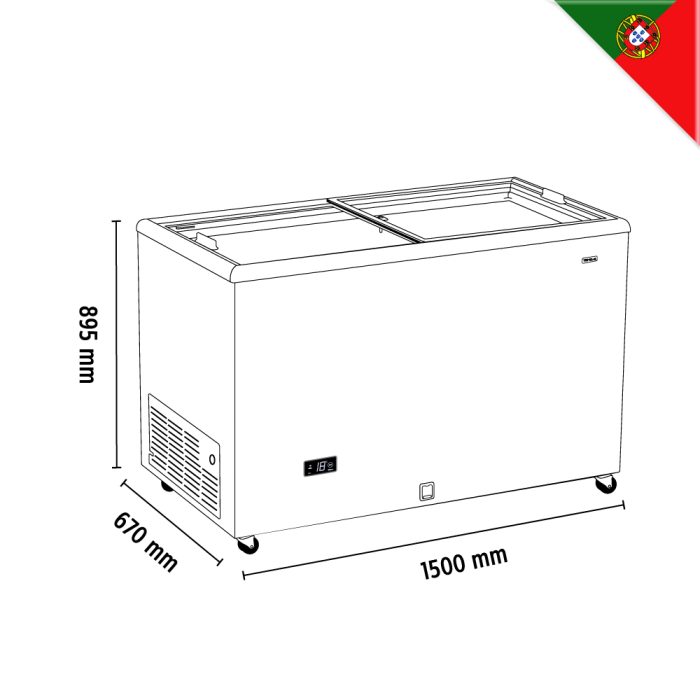 Καταψύκτης με ίσια συρόμενα κρύσταλλα 1500x670x895mm - Image 3