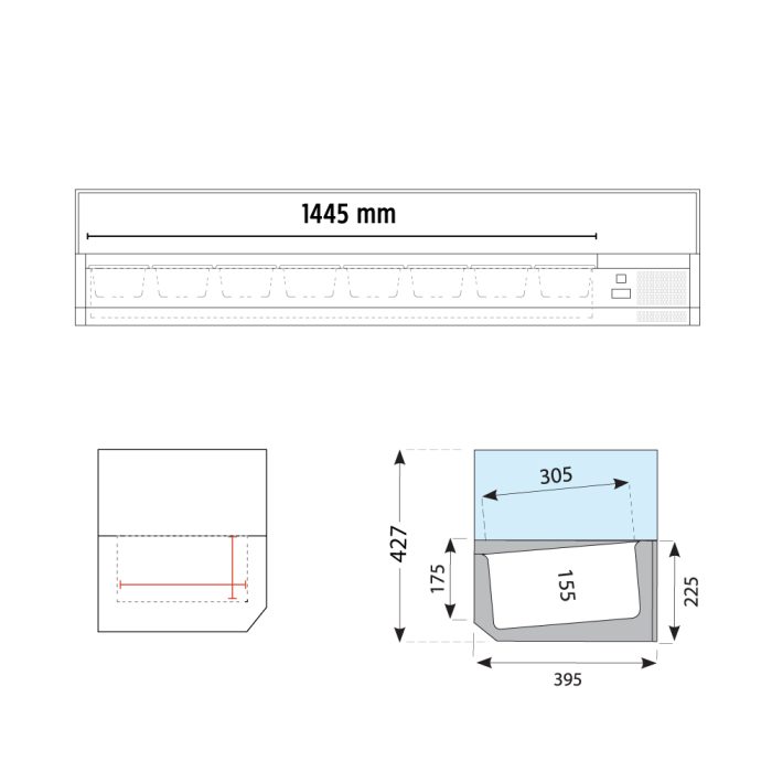 Βιτρίνα Set up μήκους 1800 mm για GN - Image 4